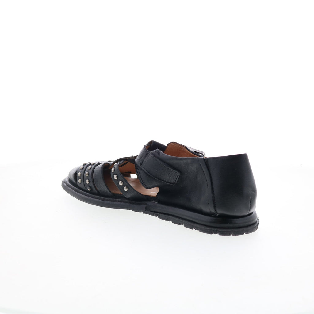 Thorpe Womens Black Leather Hook & Loop Loafer Flats Shoes