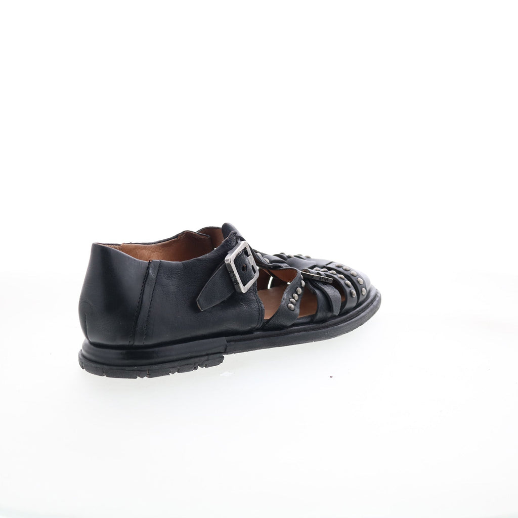Thorpe Womens Black Leather Hook & Loop Loafer Flats Shoes