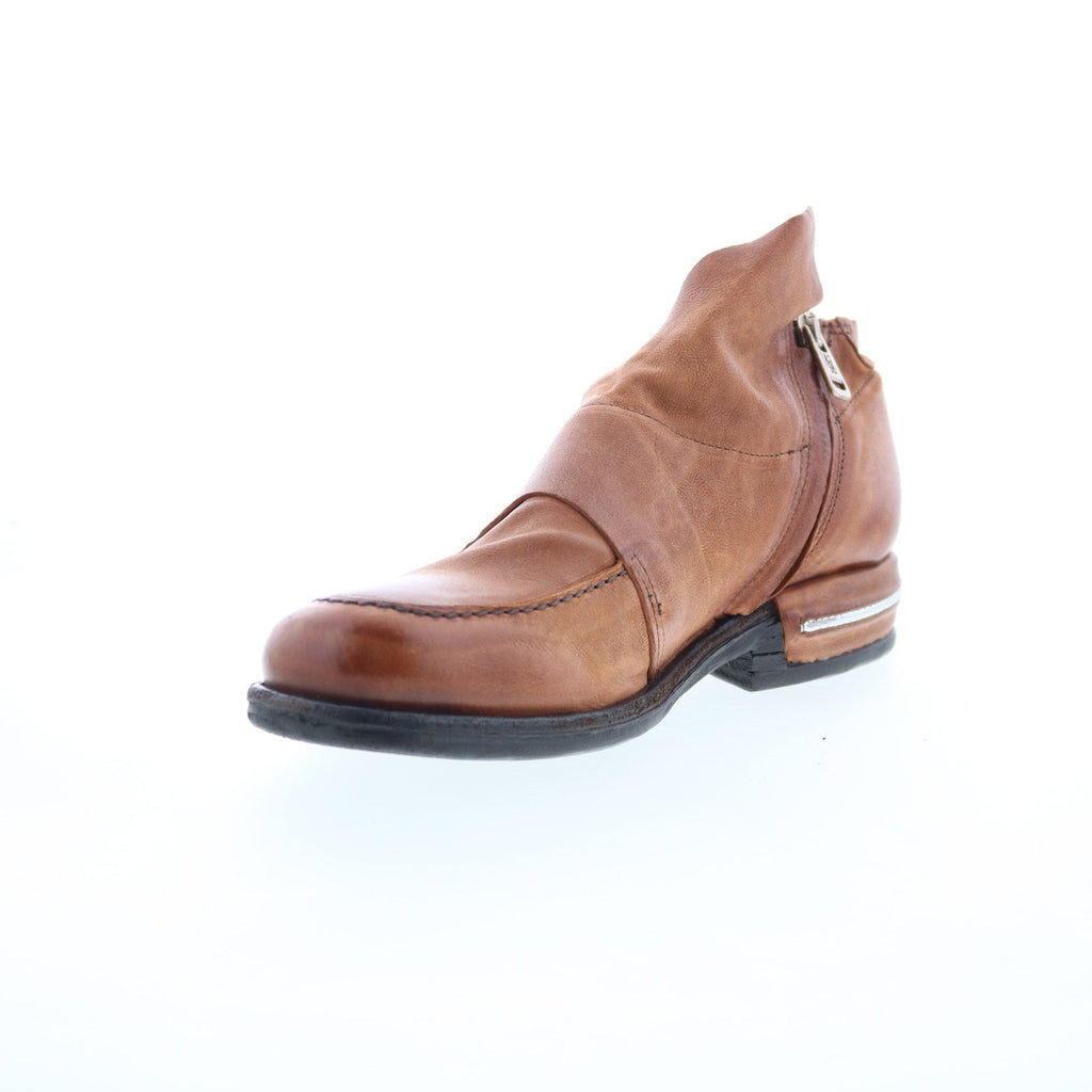 Tilden Womens Brown Leather Zipper Loafer Flats Shoes