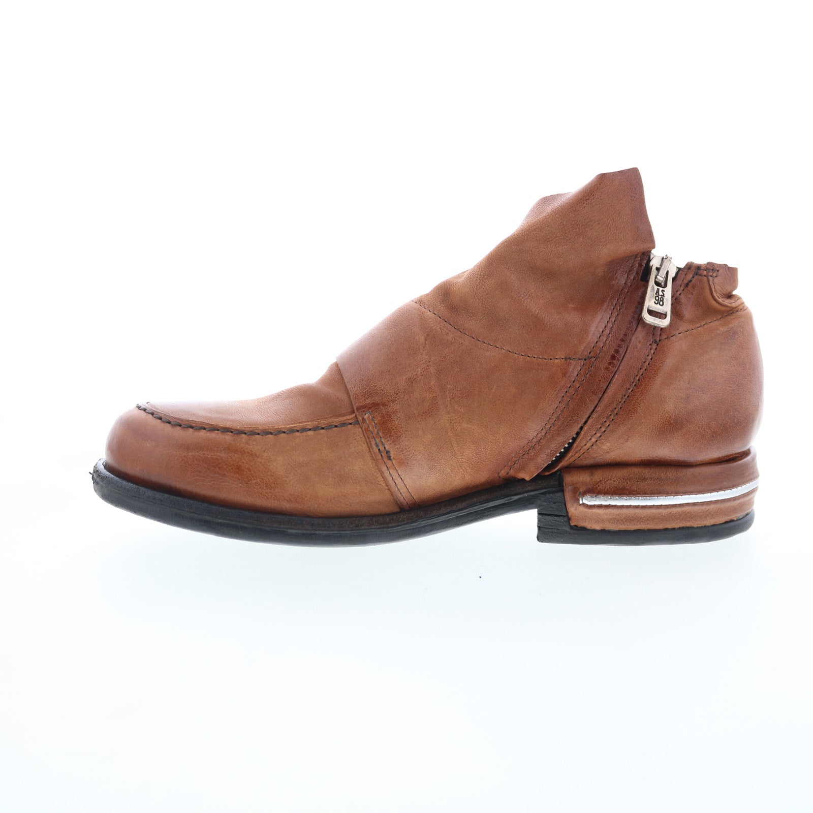 Tilden Womens Brown Leather Zipper Loafer Flats Shoes