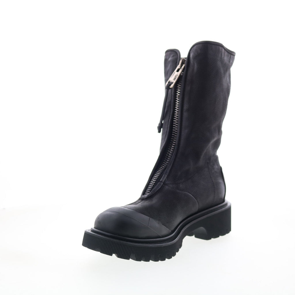 Tobie Womens Black Leather Zipper Casual Dress Boots