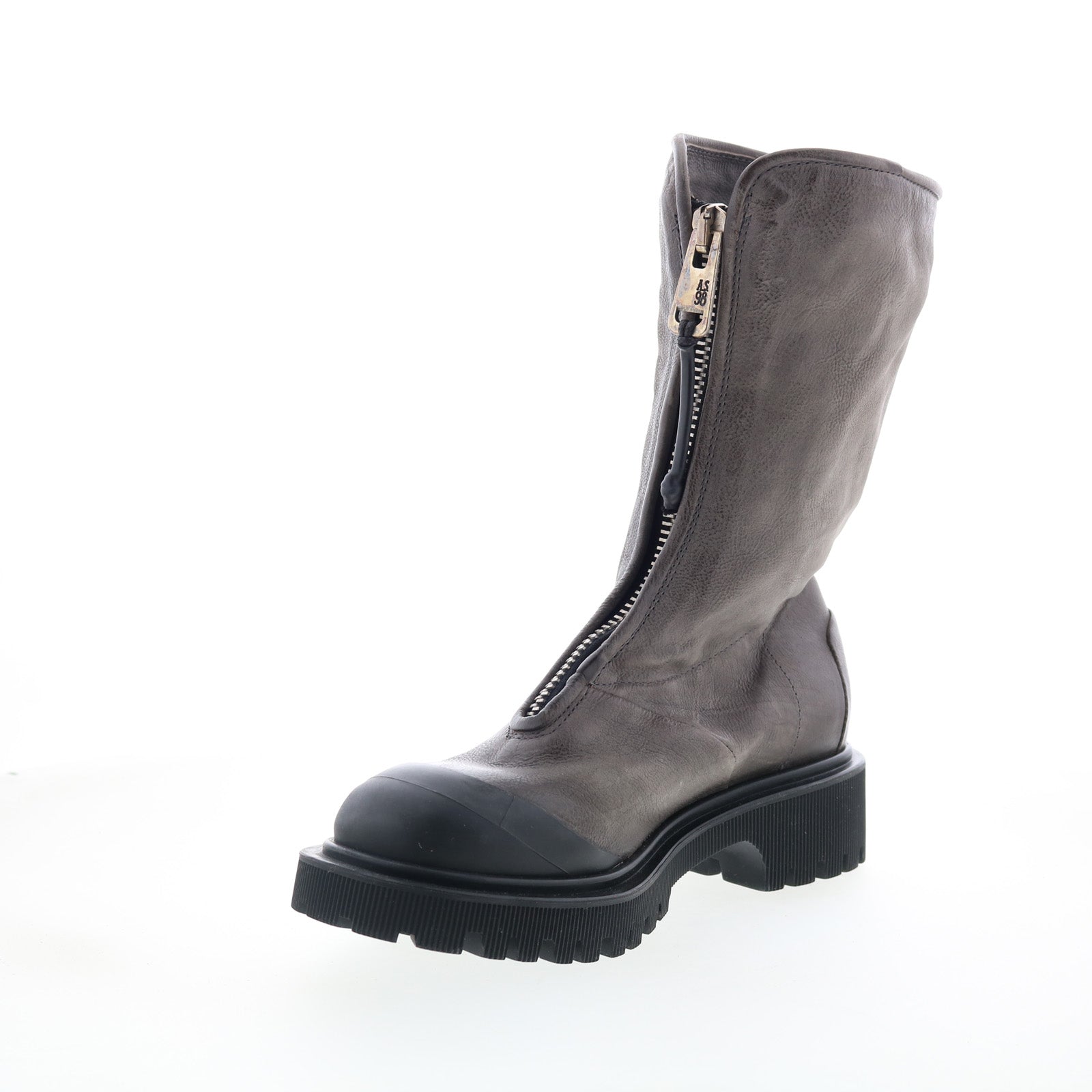 Tobie Womens Gray Leather Zipper Casual Dress Boots