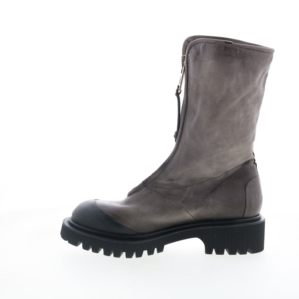 Tobie Womens Gray Leather Zipper Casual Dress Boots