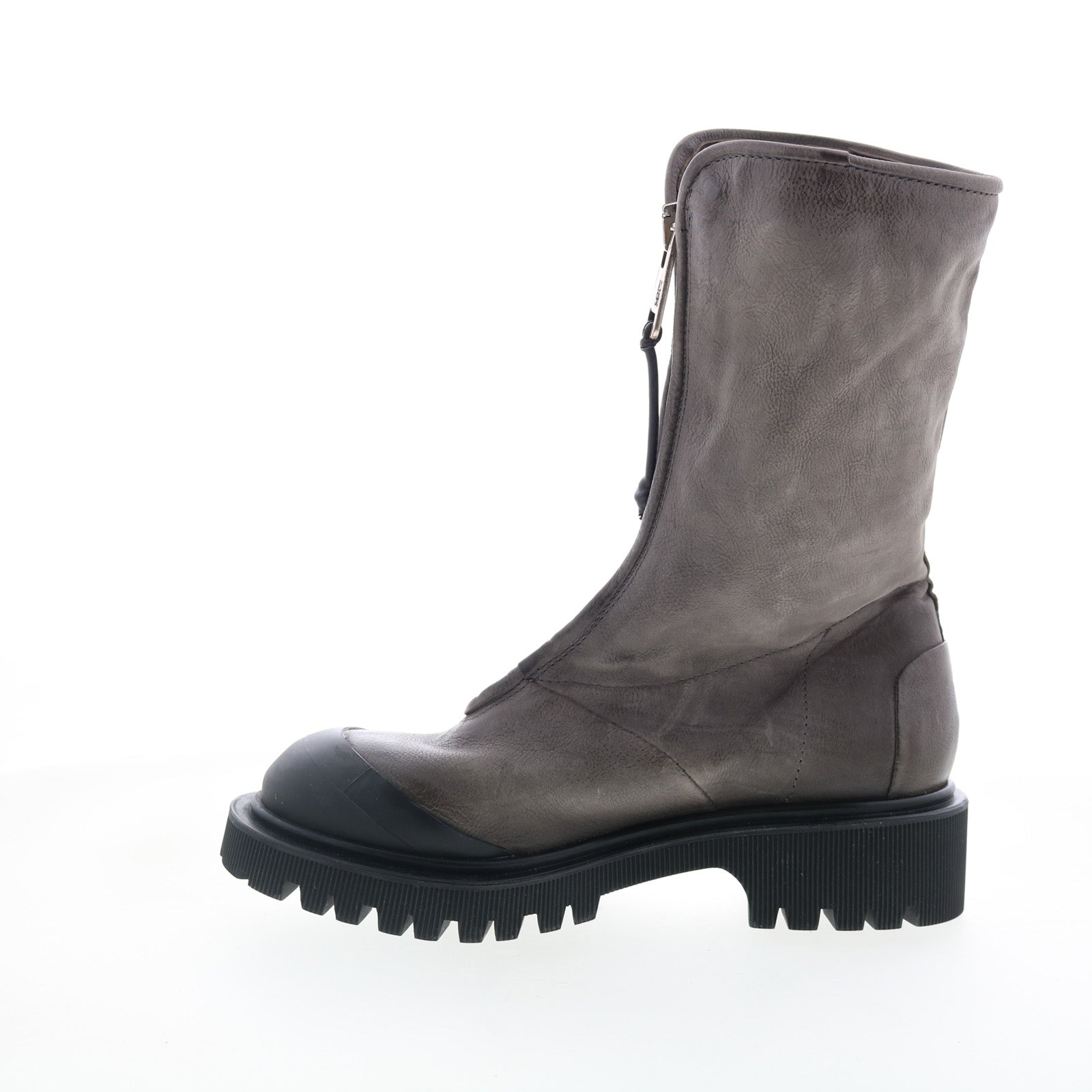 Tobie Womens Gray Leather Zipper Casual Dress Boots