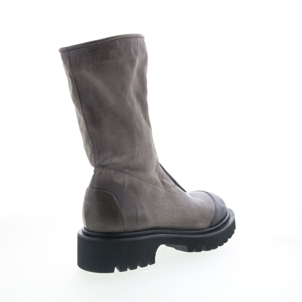 Tobie Womens Gray Leather Zipper Casual Dress Boots