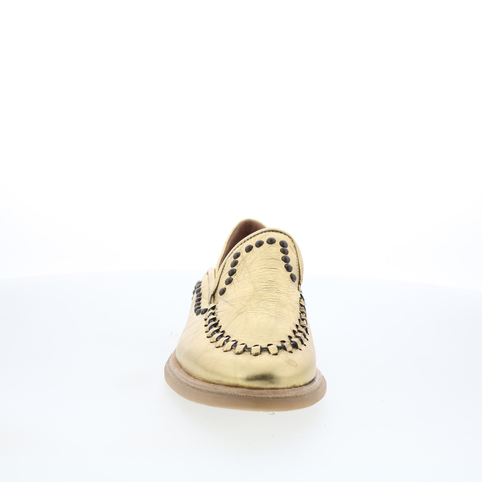 Tonie Womens Gold Leather Slip On Loafer Flats Shoes