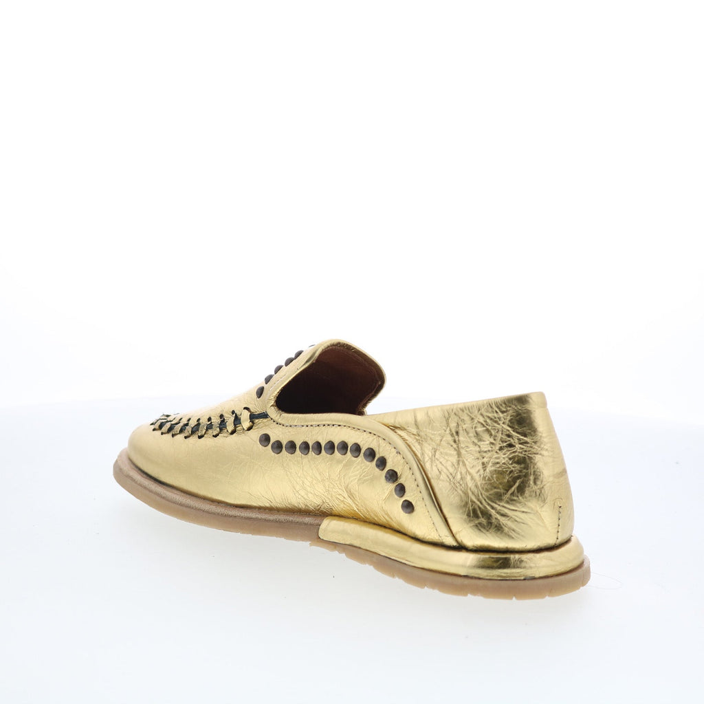 Tonie Womens Gold Leather Slip On Loafer Flats Shoes