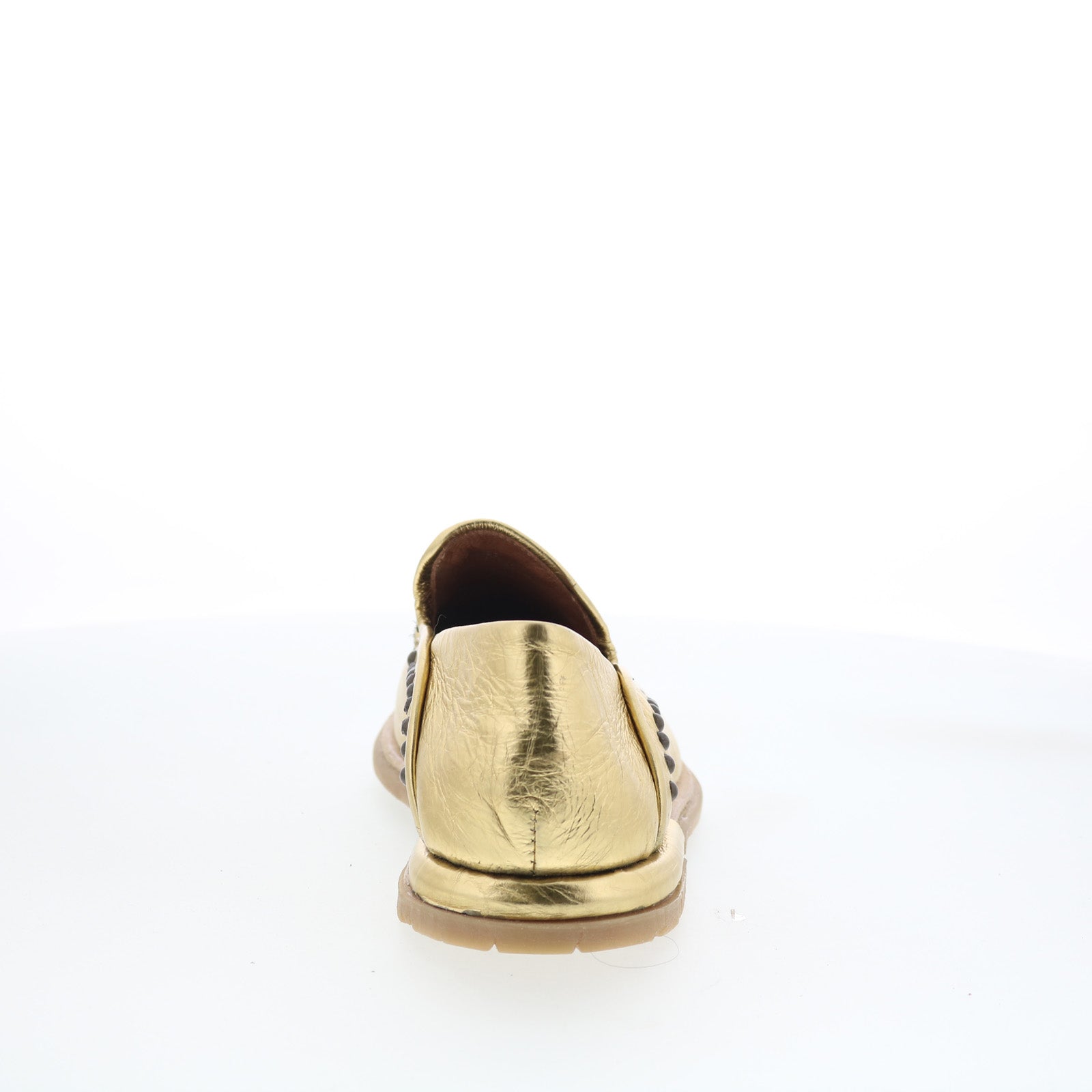 Tonie Womens Gold Leather Slip On Loafer Flats Shoes