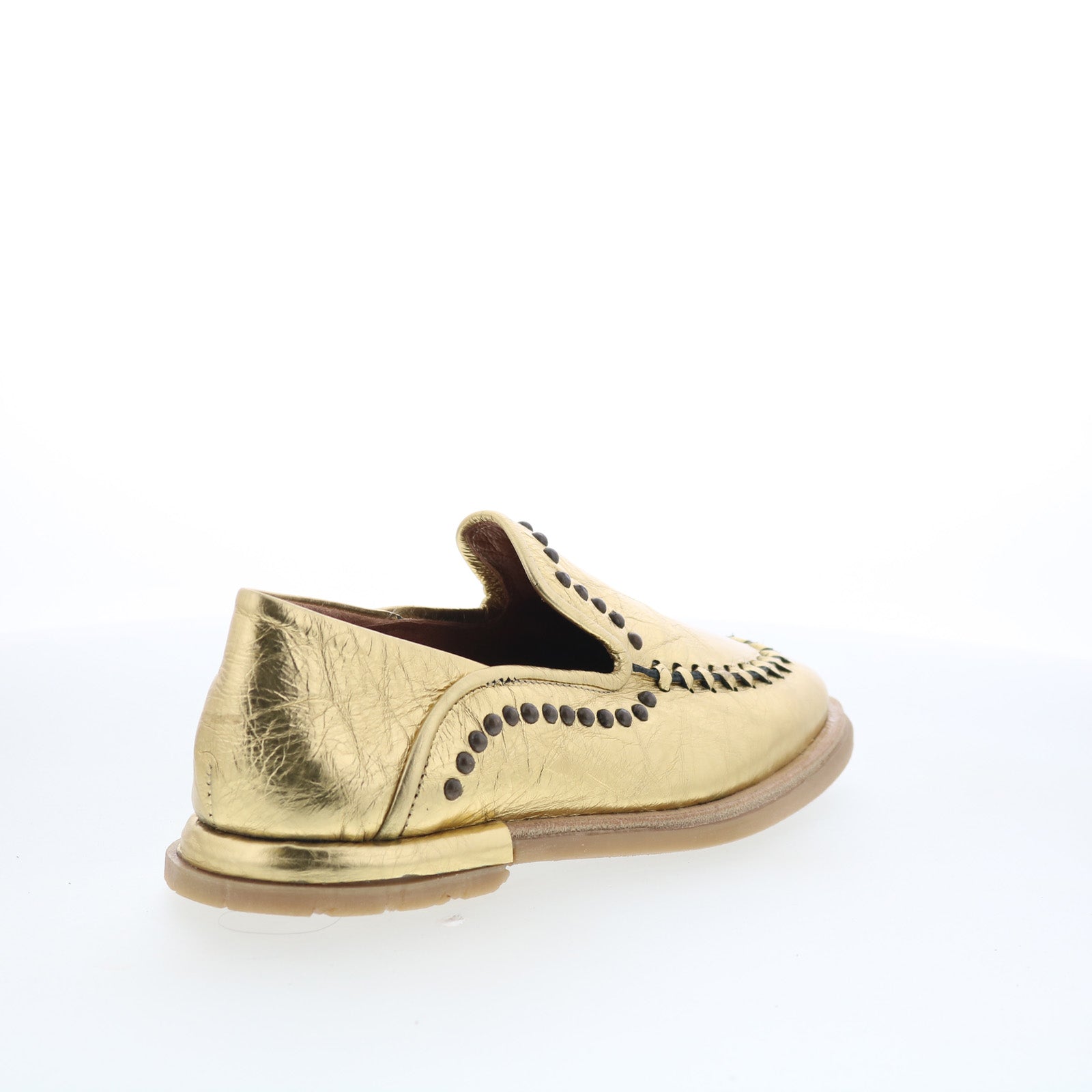 Tonie Womens Gold Leather Slip On Loafer Flats Shoes