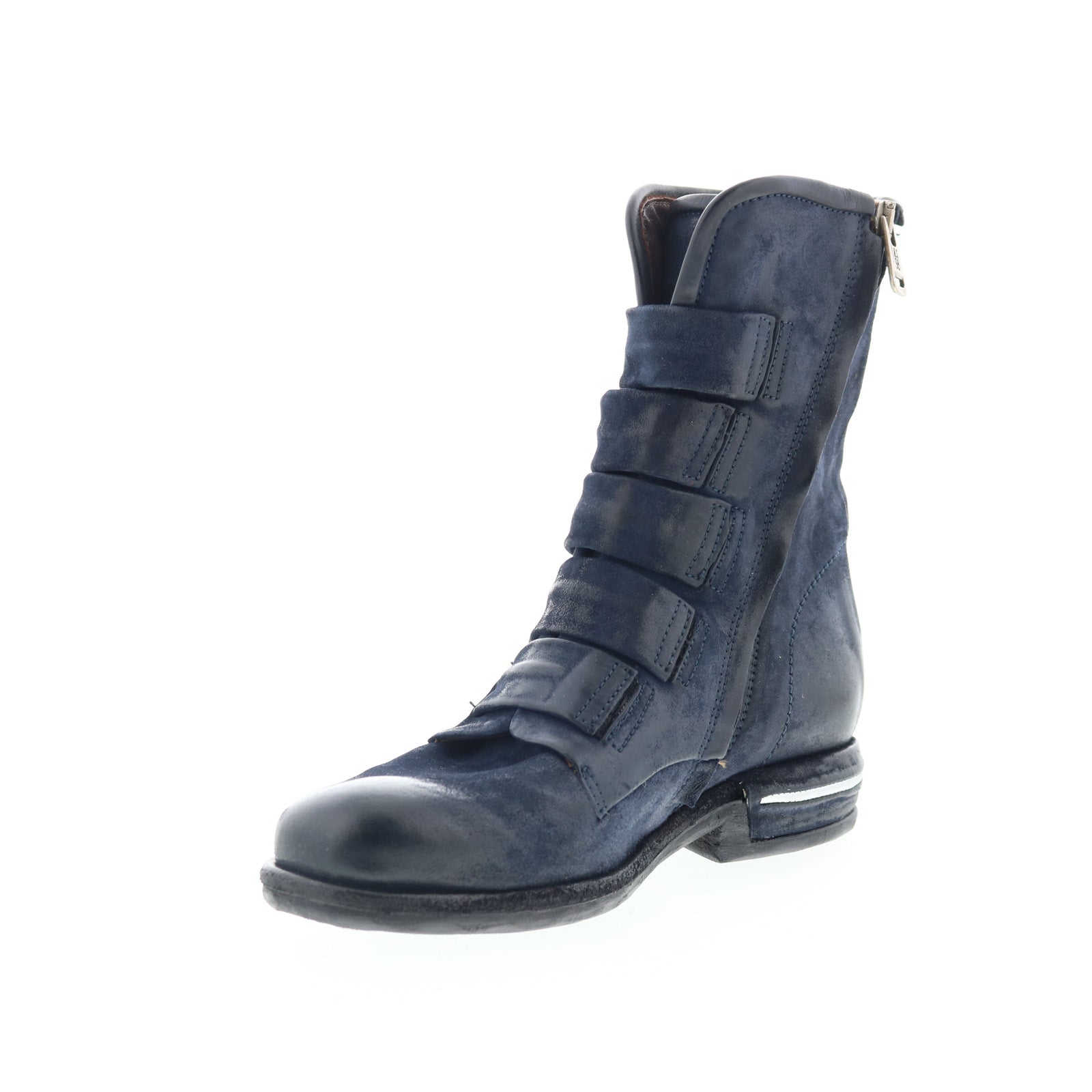 Traver Womens Blue Leather Zipper Casual Dress Boots