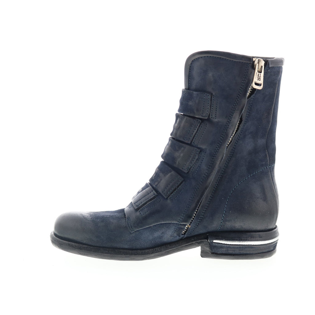 Traver Womens Blue Leather Zipper Casual Dress Boots