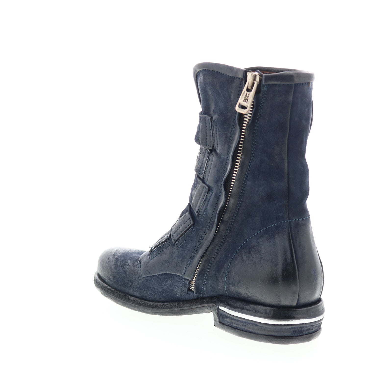 Traver Womens Blue Leather Zipper Casual Dress Boots
