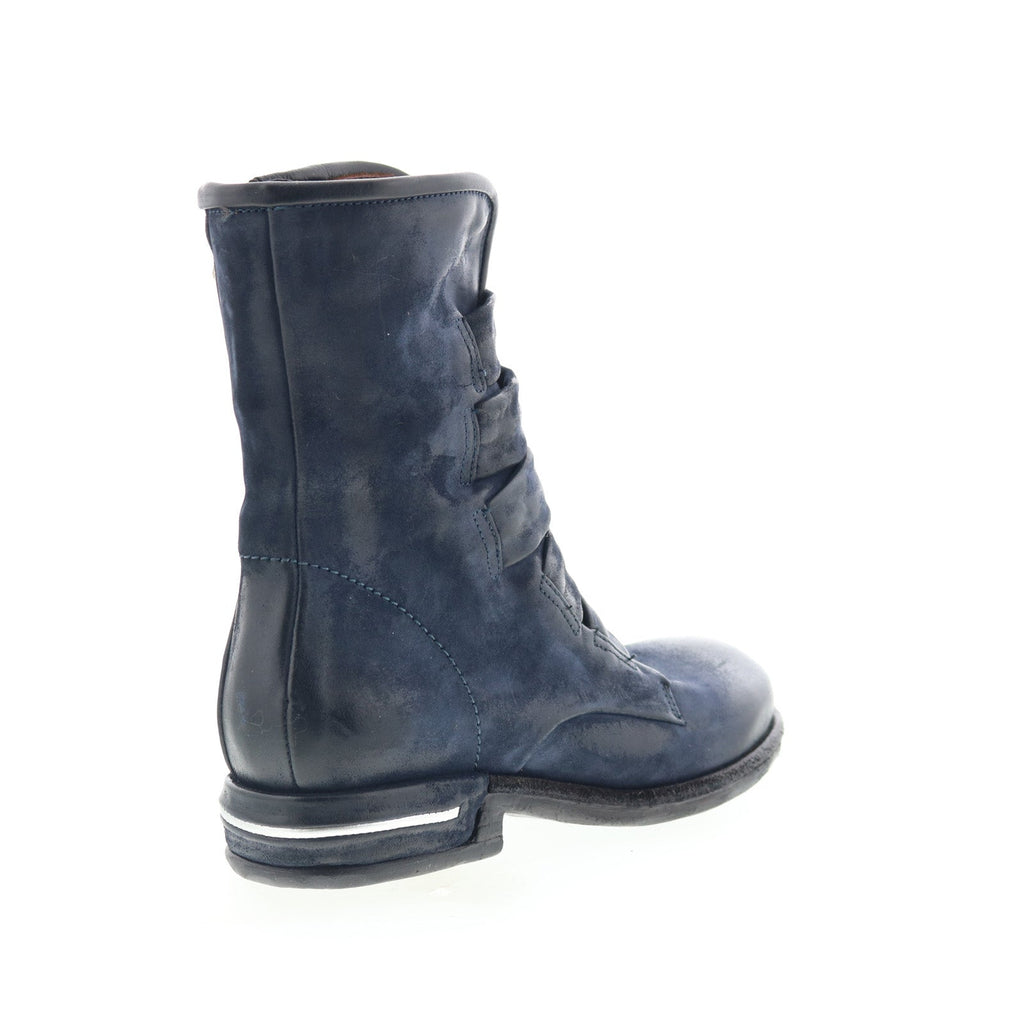 Traver Womens Blue Leather Zipper Casual Dress Boots