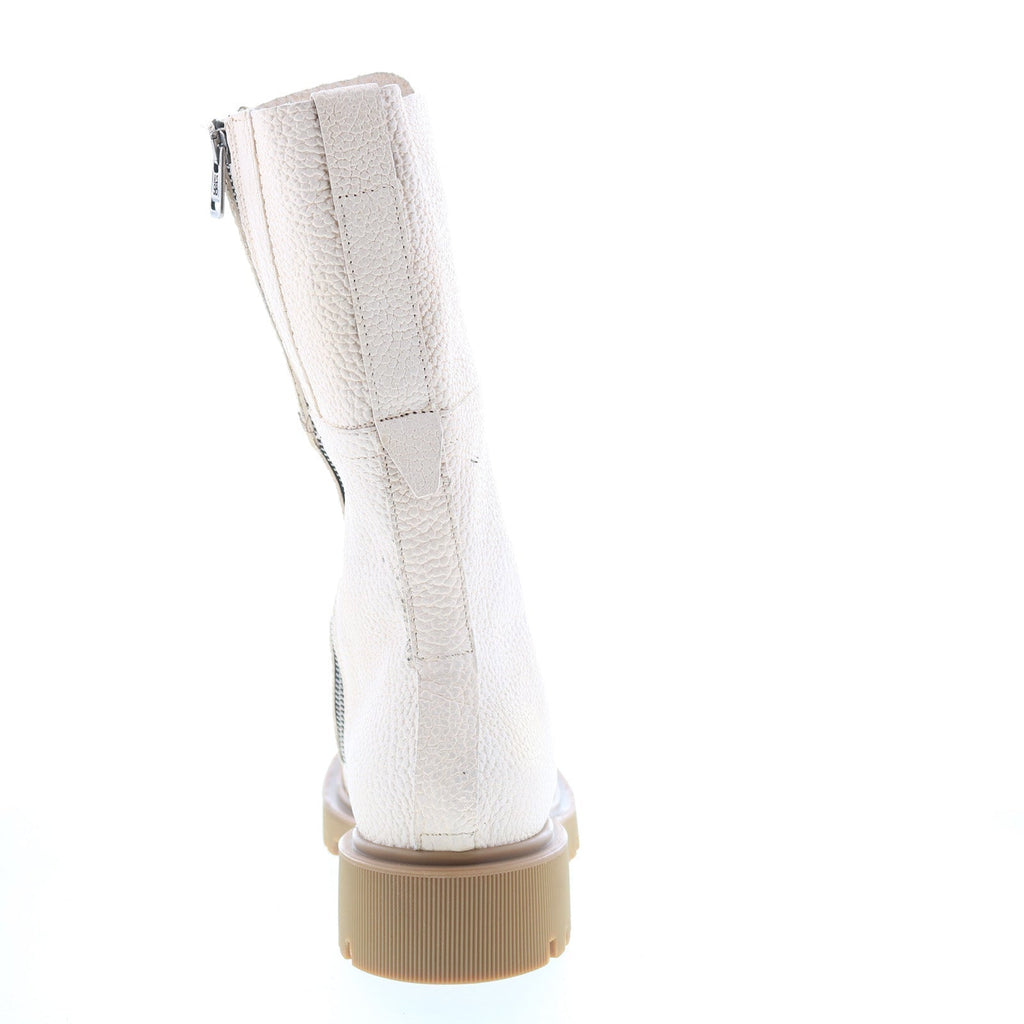 Trevy Womens Beige Leather Zipper Casual Dress Boots