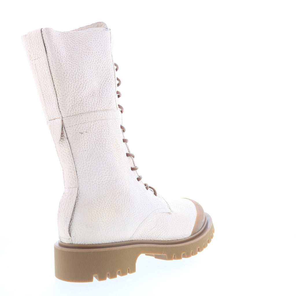 Trevy Womens Beige Leather Zipper Casual Dress Boots