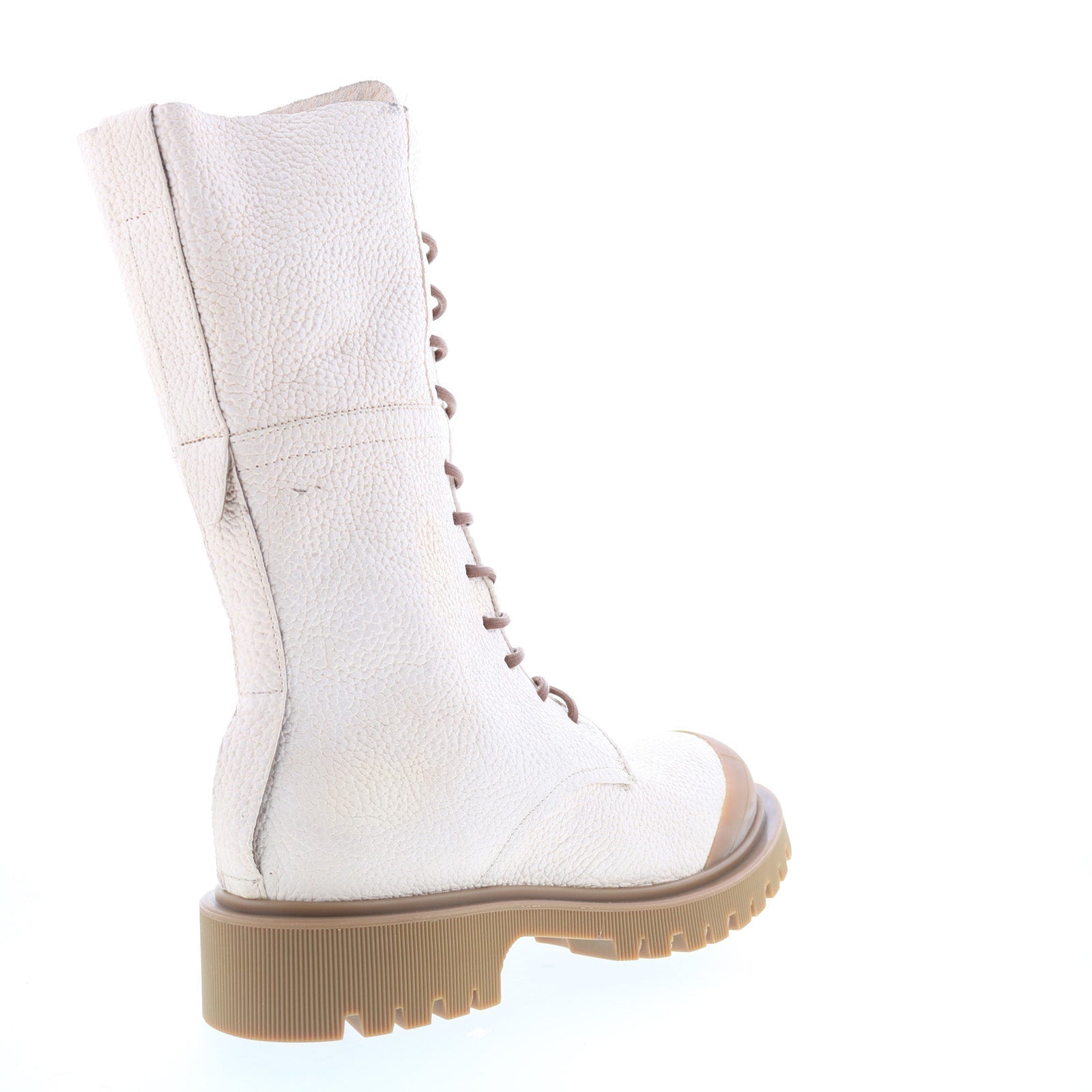 Trevy Womens Beige Leather Zipper Casual Dress Boots