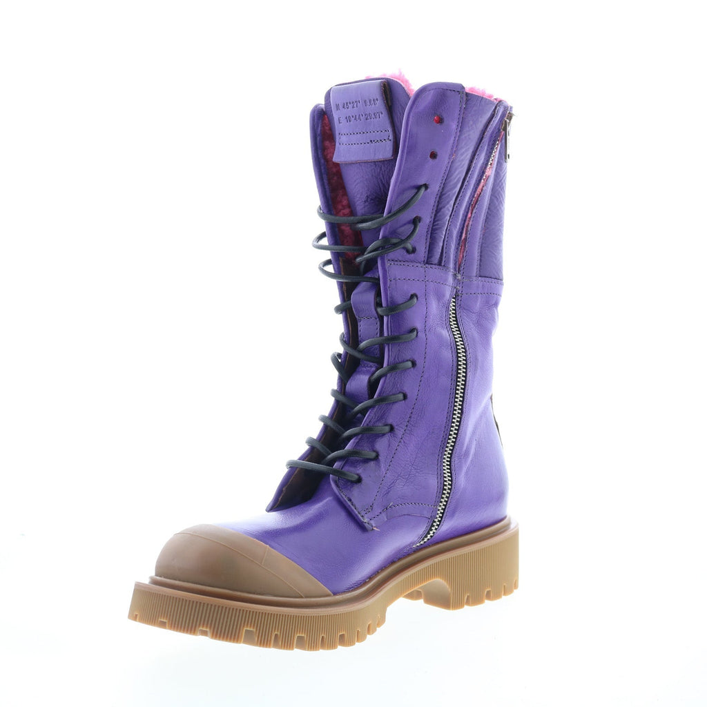 Trey Fur Womens Purple Leather Zipper Casual Dress Boots