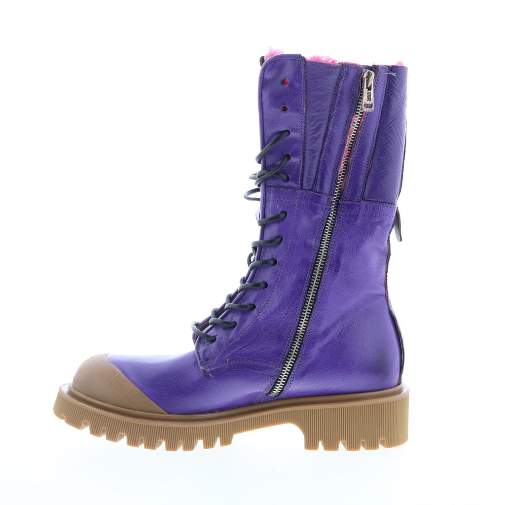 Trey Fur Womens Purple Leather Zipper Casual Dress Boots