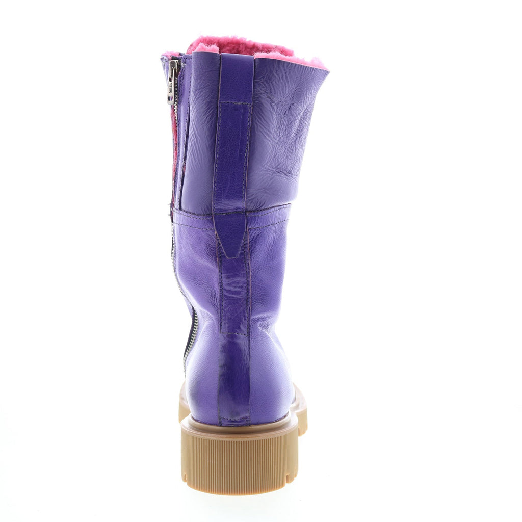 Trey Fur Womens Purple Leather Zipper Casual Dress Boots