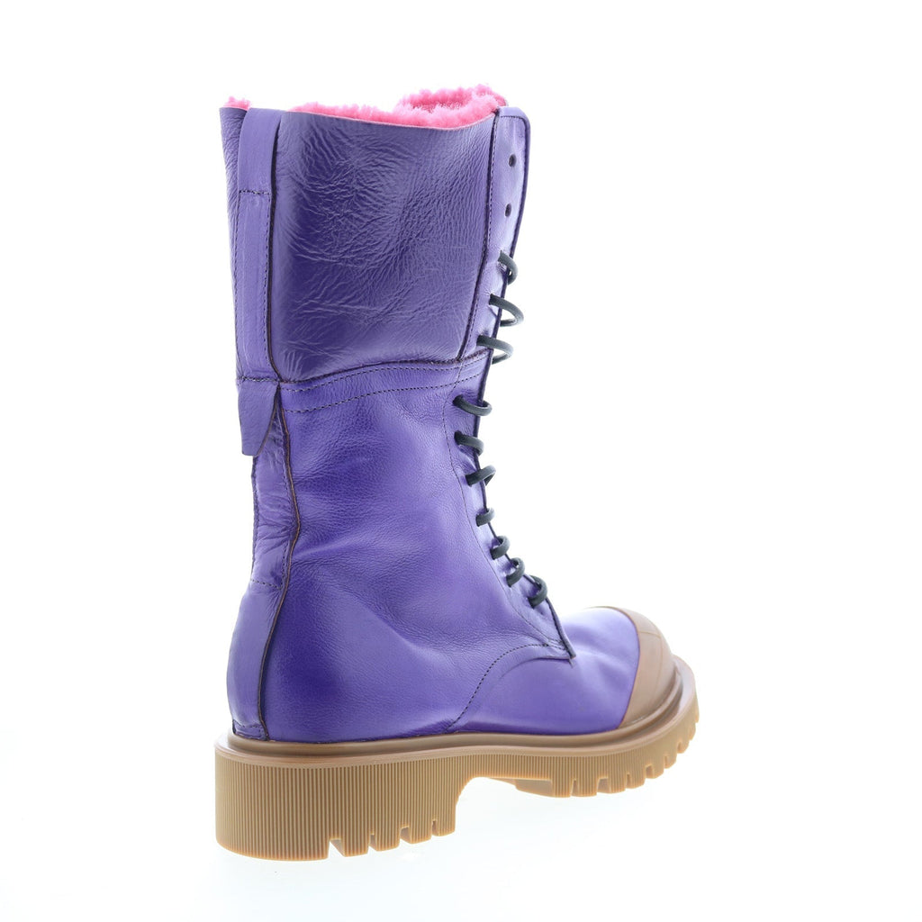 Trey Fur Womens Purple Leather Zipper Casual Dress Boots