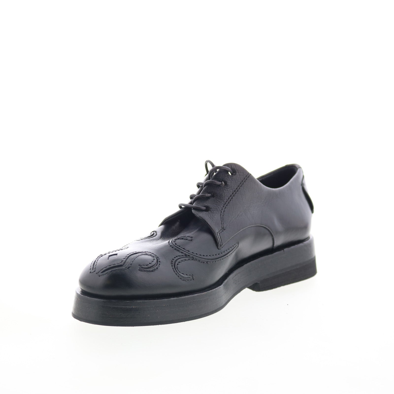 Tylor Womens Black Leather Lace Up Oxford Flats Shoes