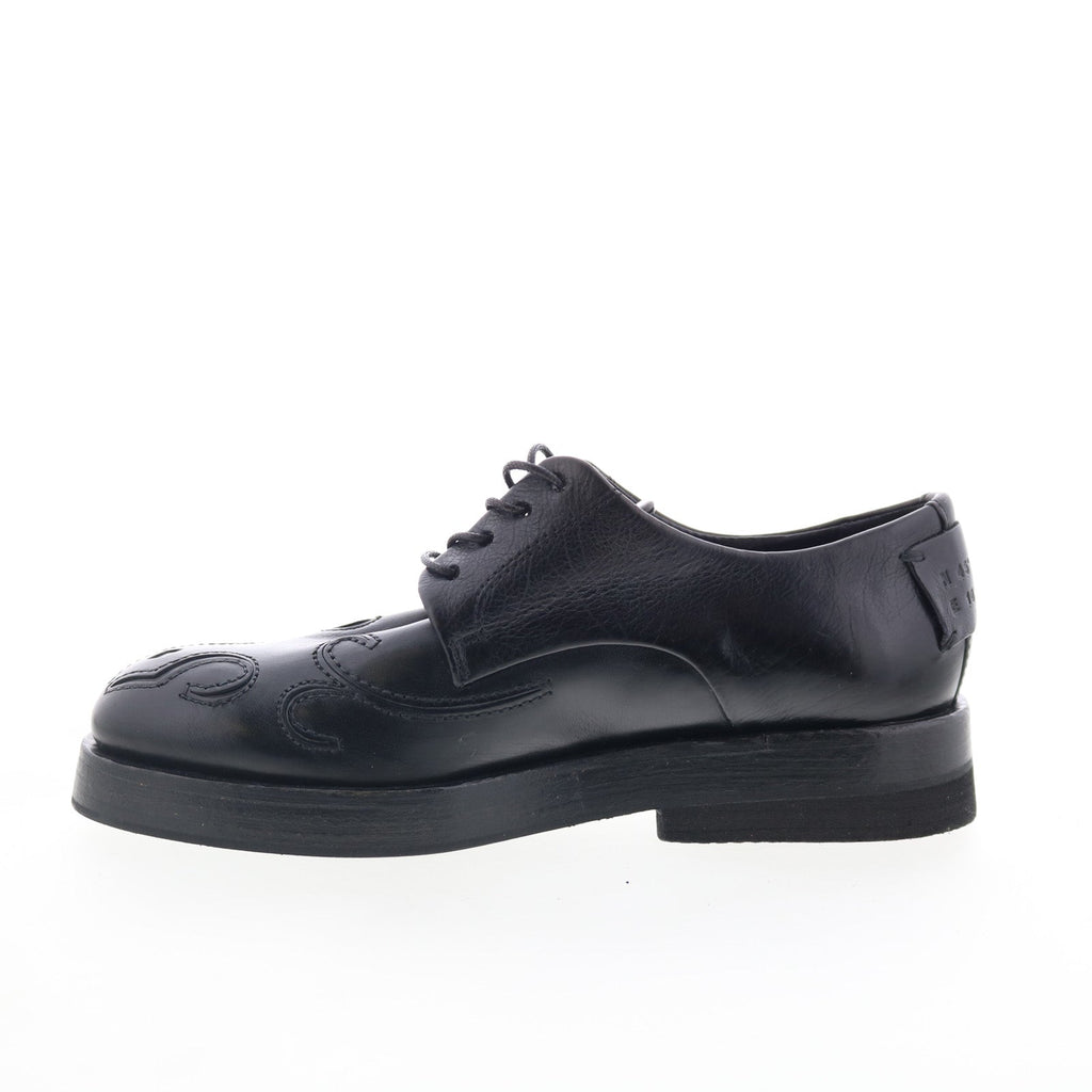 Tylor Womens Black Leather Lace Up Oxford Flats Shoes