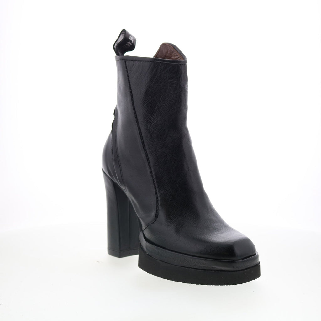 Vale Womens Black Leather Zipper Ankle & Booties Boots