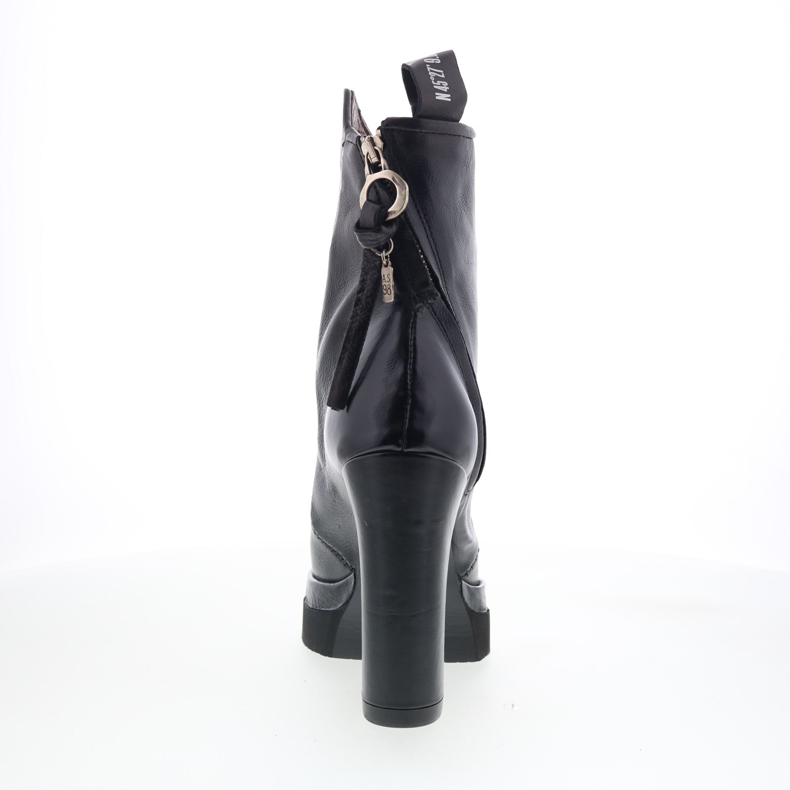 Vale Womens Black Leather Zipper Ankle & Booties Boots