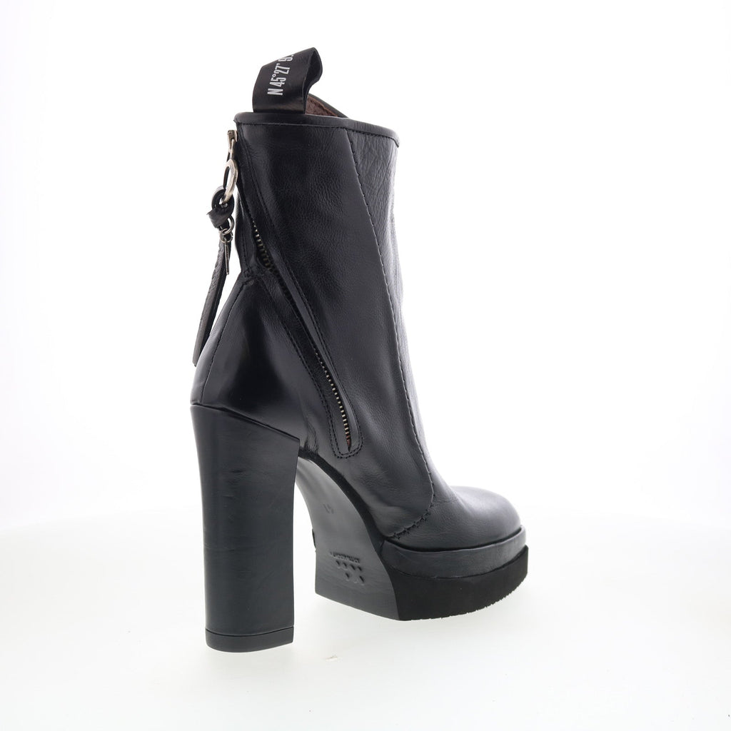 Vale Womens Black Leather Zipper Ankle & Booties Boots