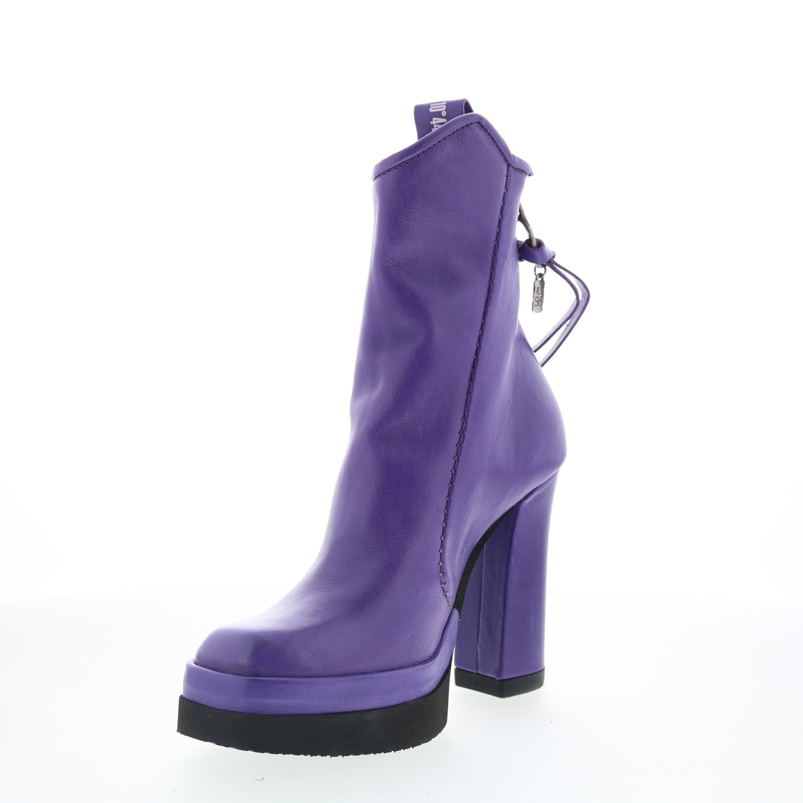 Vale Womens Purple Leather Zipper Ankle & Booties Boots