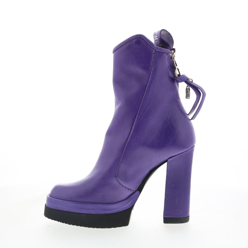 Vale Womens Purple Leather Zipper Ankle & Booties Boots