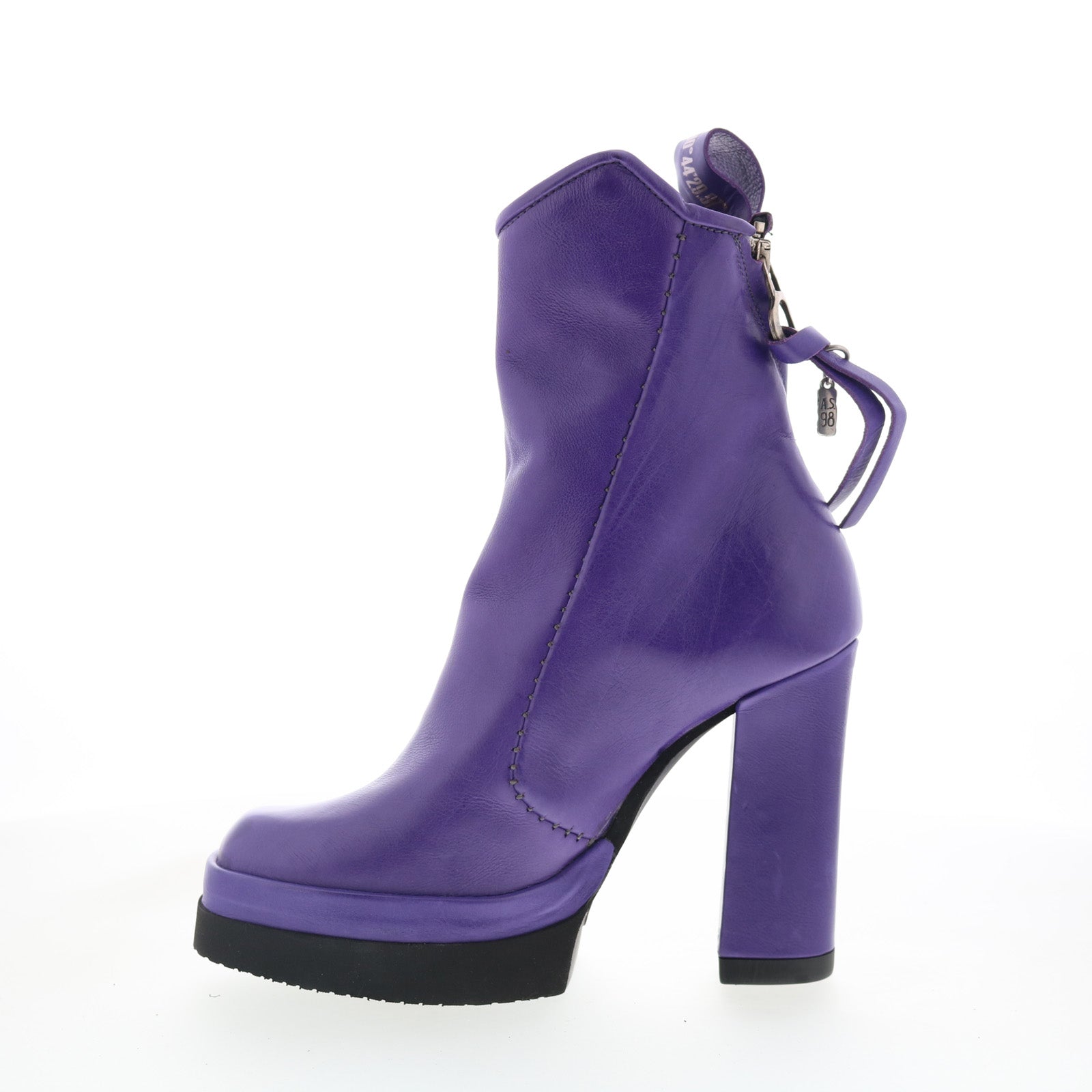 Vale Womens Purple Leather Zipper Ankle & Booties Boots