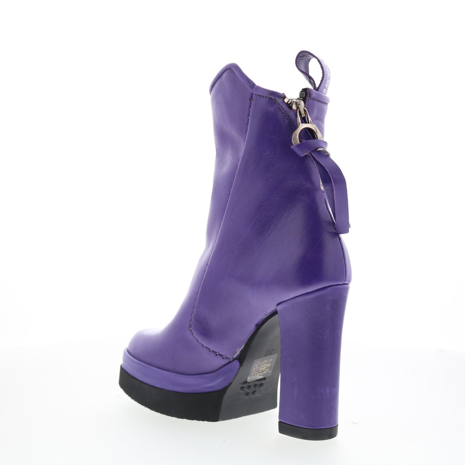 Vale Womens Purple Leather Zipper Ankle & Booties Boots