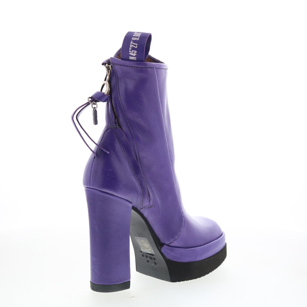 Vale Womens Purple Leather Zipper Ankle & Booties Boots