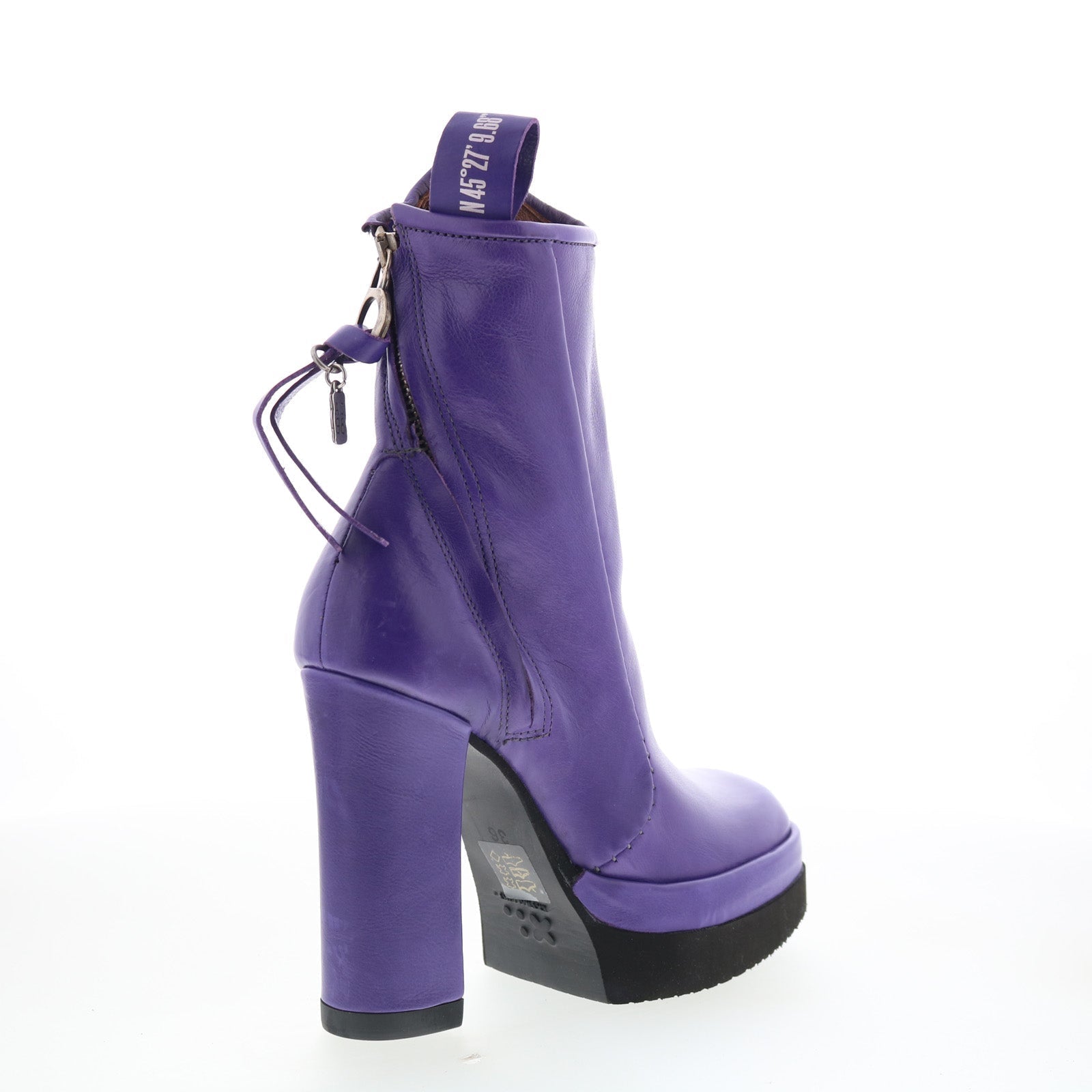 Vale Womens Purple Leather Zipper Ankle & Booties Boots