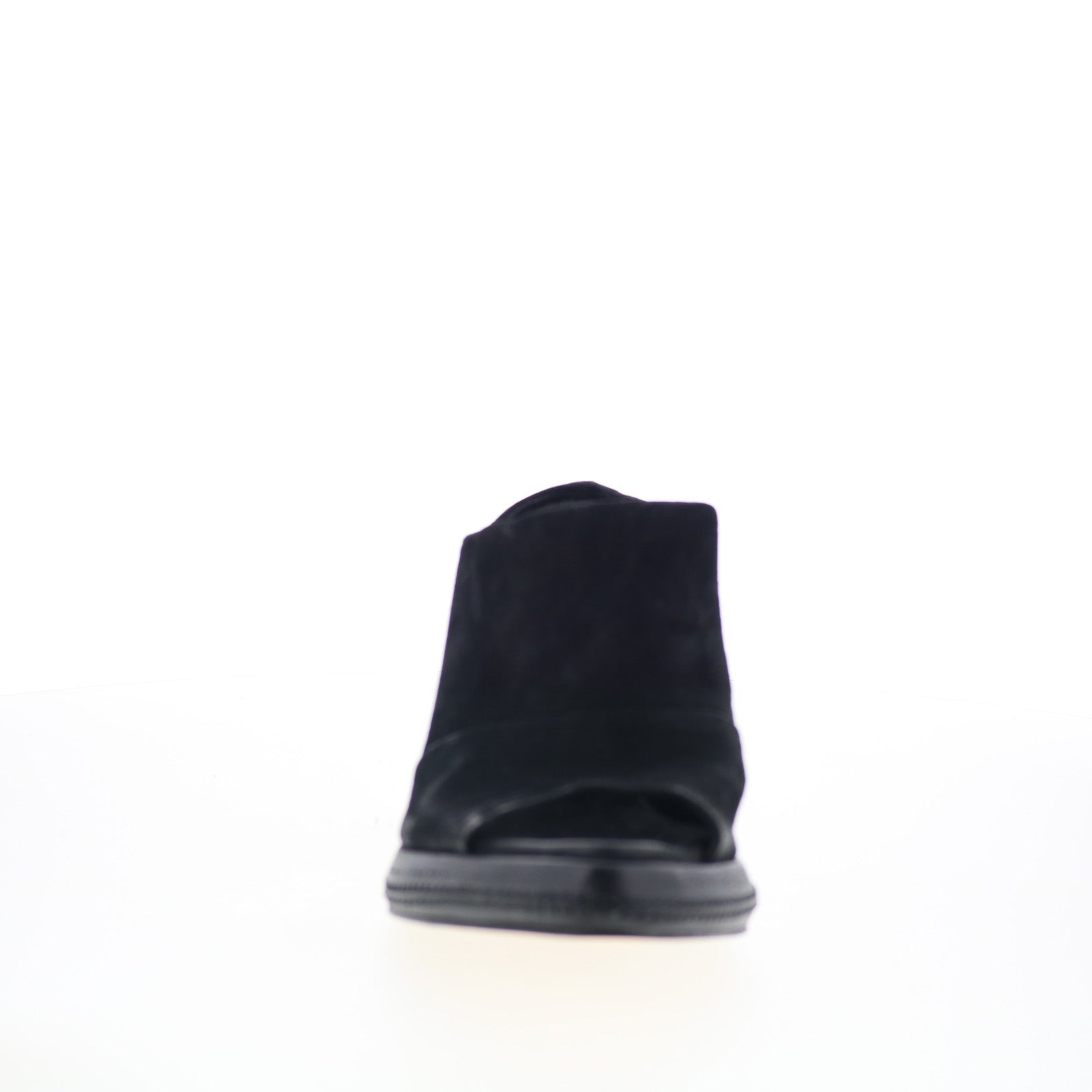 Vannie Womens Black Suede Slip On Heeled Sandals Shoes