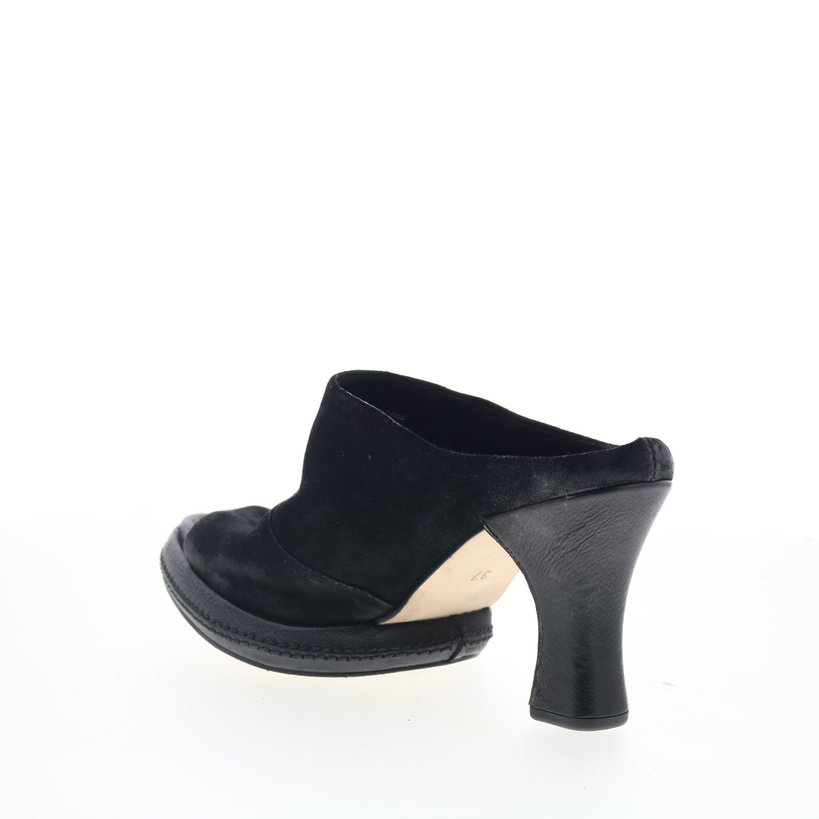 Vannie Womens Black Suede Slip On Heeled Sandals Shoes