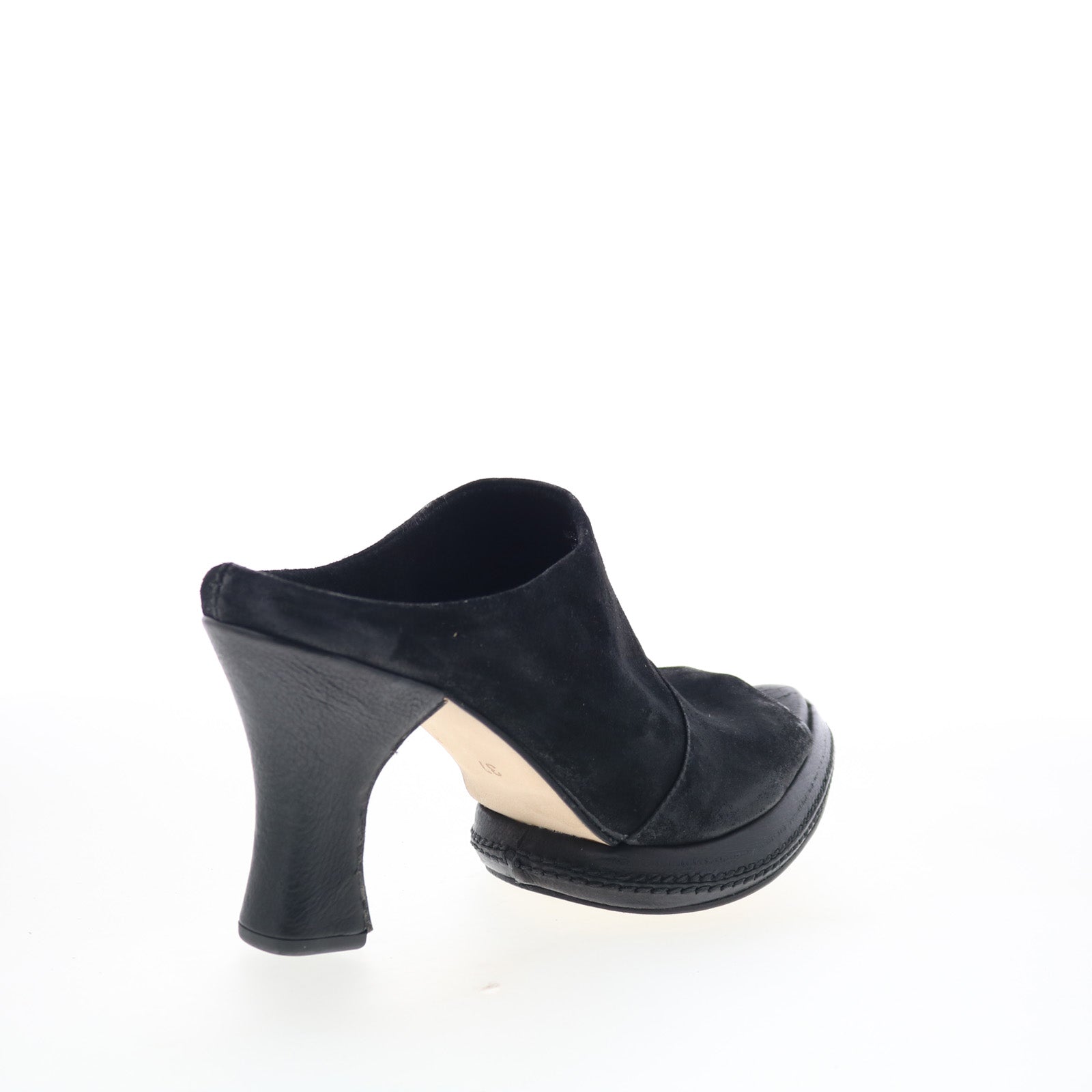 Vannie Womens Black Suede Slip On Heeled Sandals Shoes