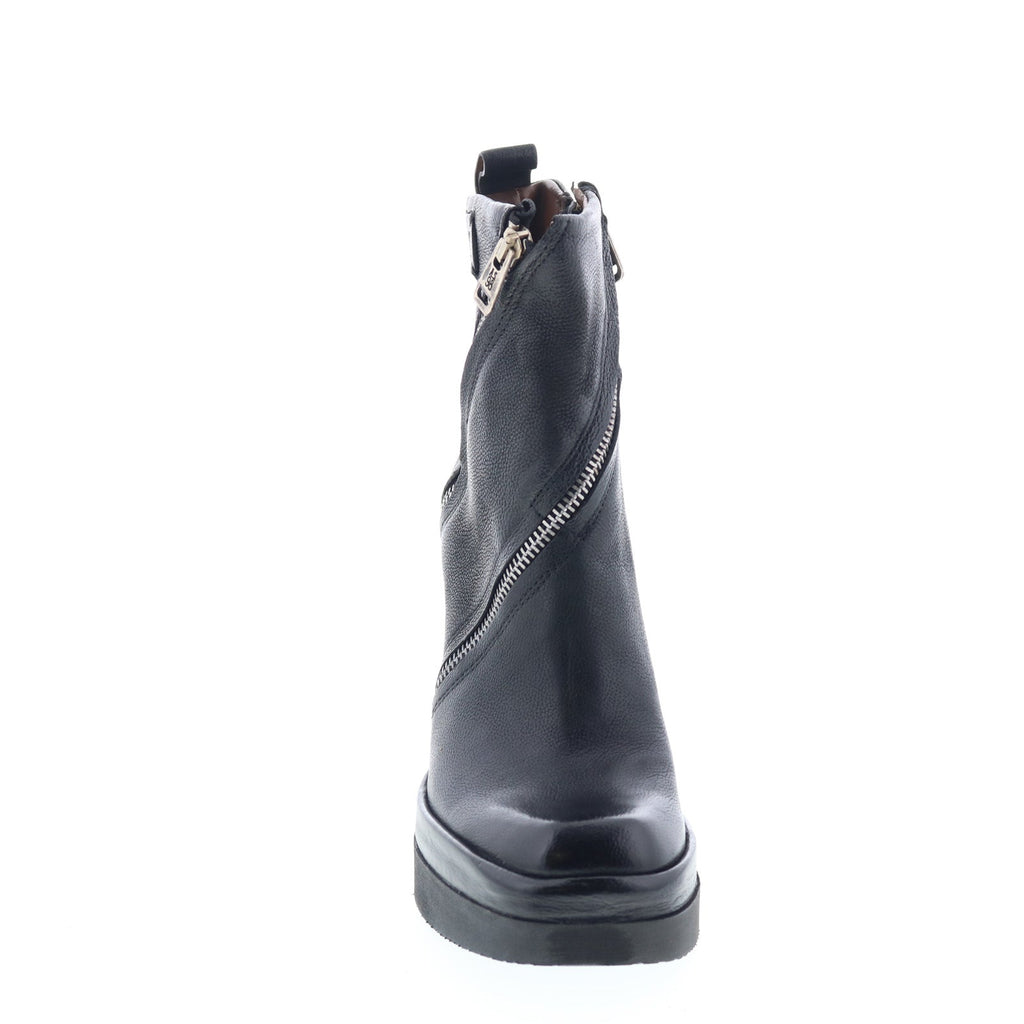 Velma Womens Black Leather Zipper Ankle & Booties Boots
