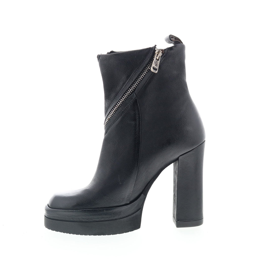 Velma Womens Black Leather Zipper Ankle & Booties Boots