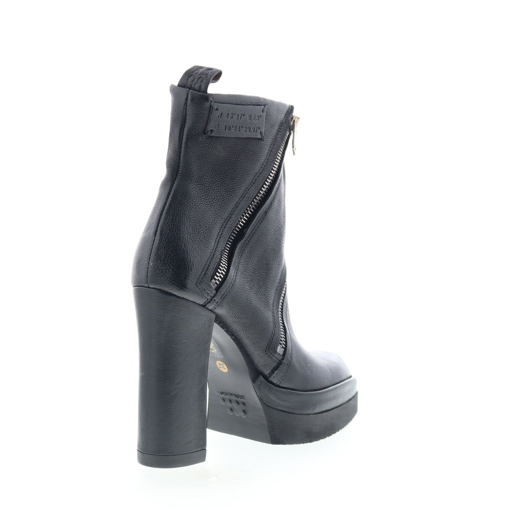 Velma Womens Black Leather Zipper Ankle & Booties Boots