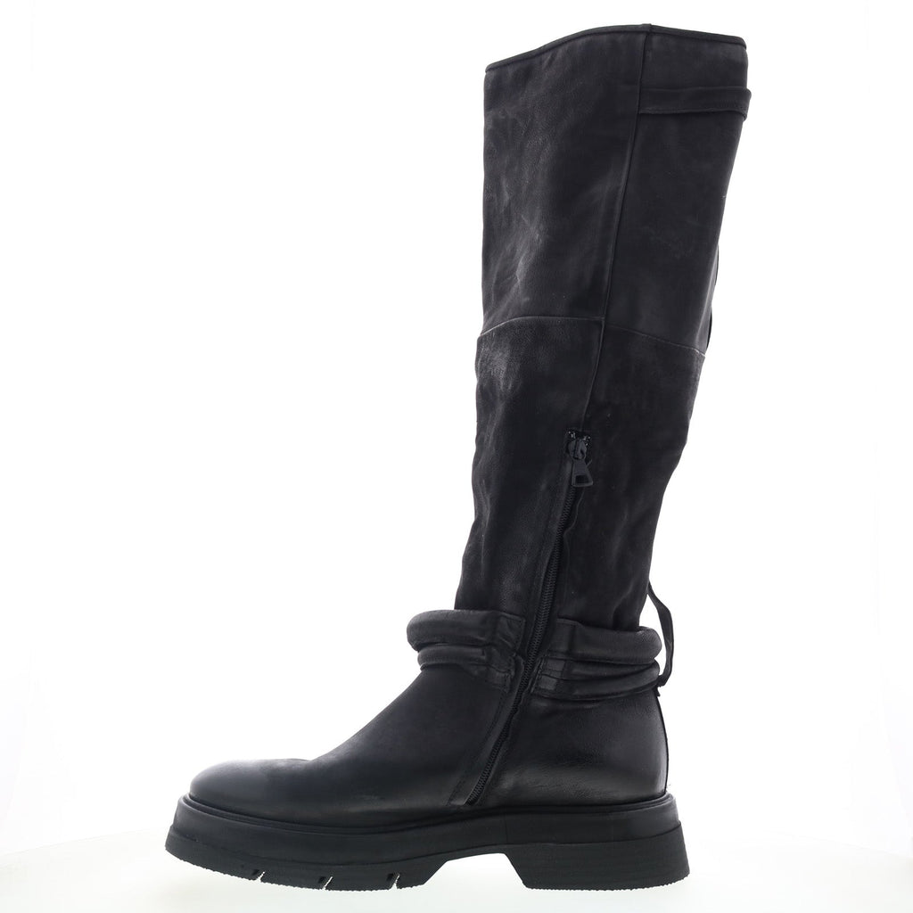 Vick Womens Black Leather Zipper Knee High Boots