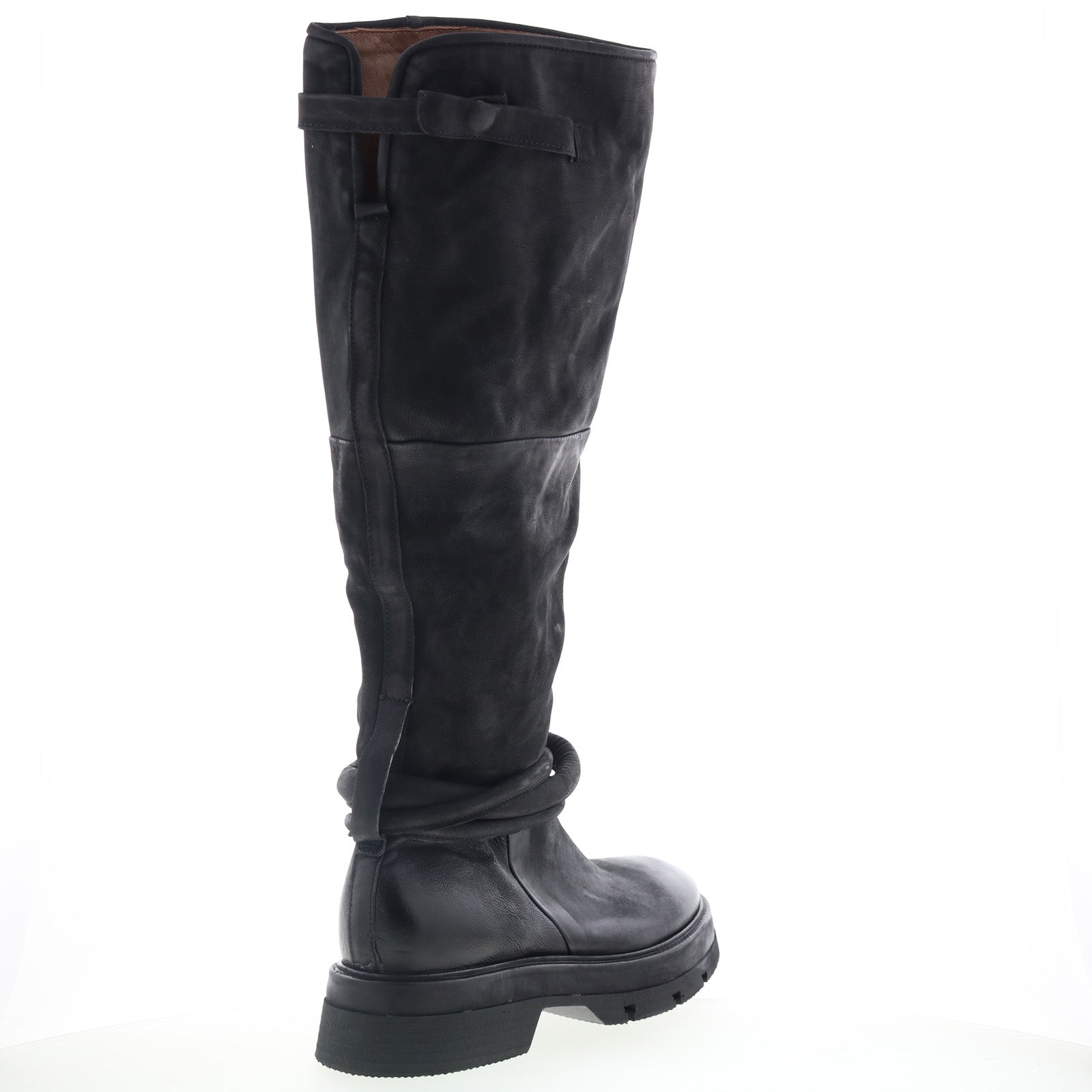 Vick Womens Black Leather Zipper Knee High Boots