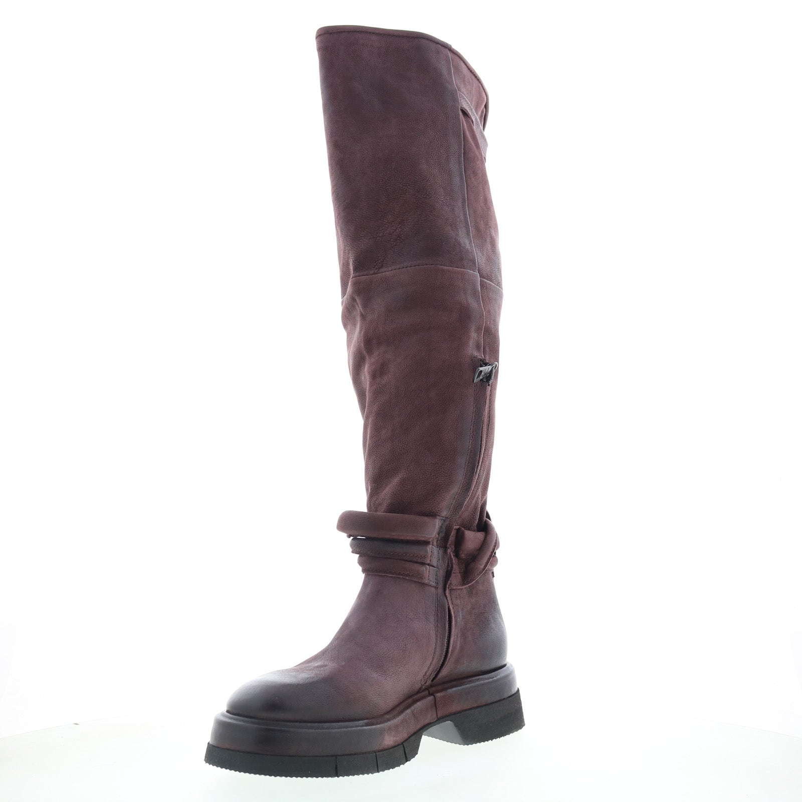 Vick Womens Brown Leather Zipper Knee High Boots