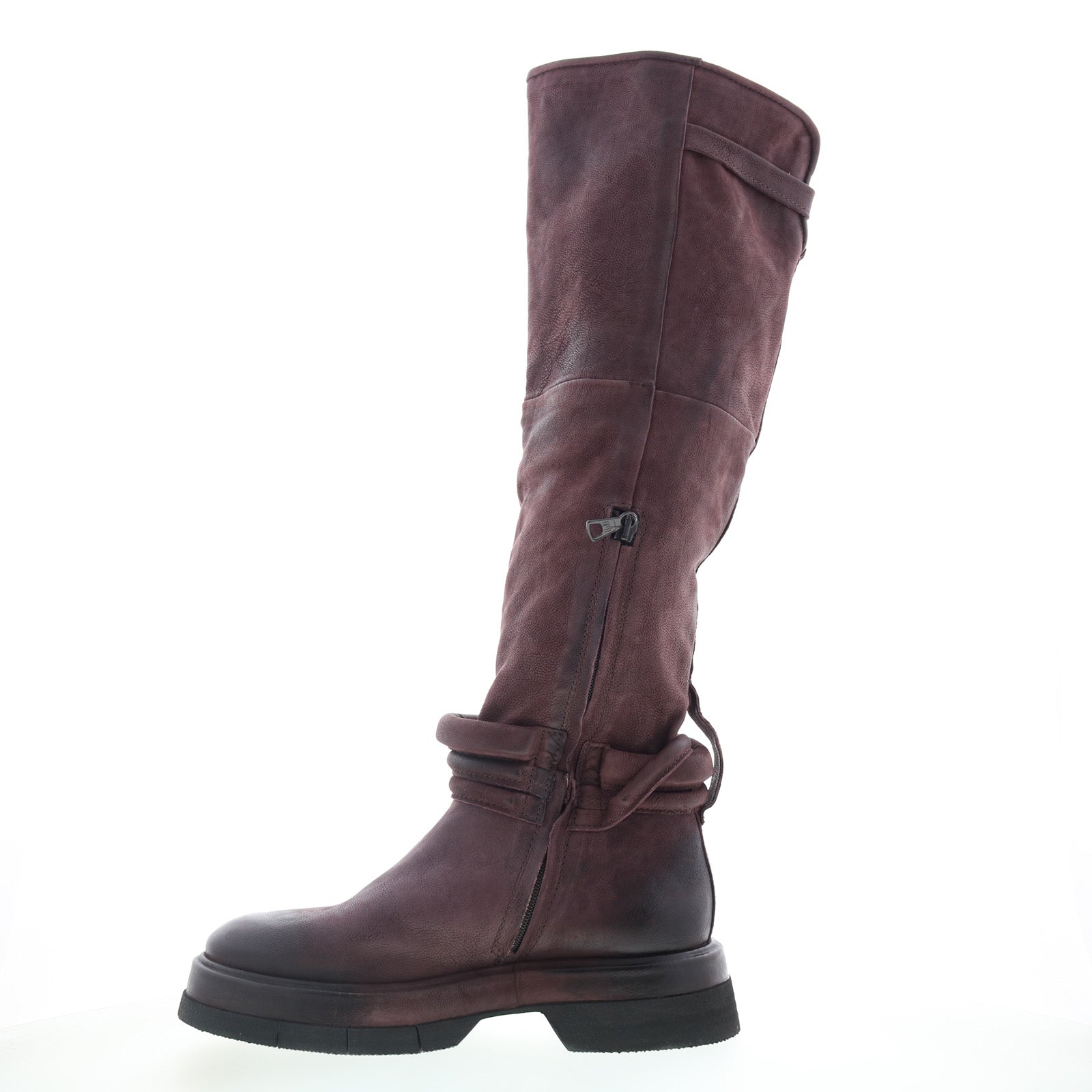 Vick Womens Brown Leather Zipper Knee High Boots