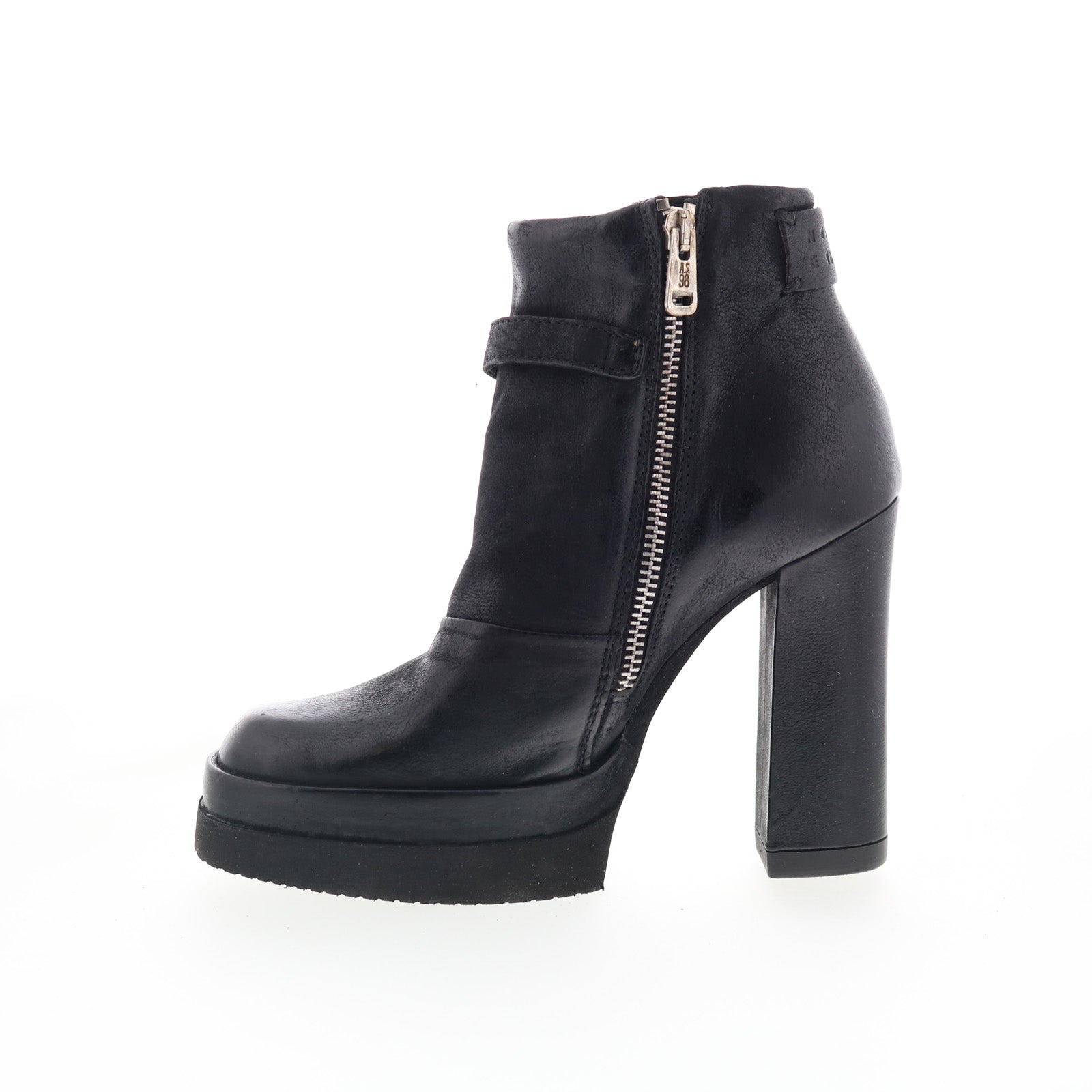 Vinal Womens Black Leather Zipper Ankle & Booties Boots