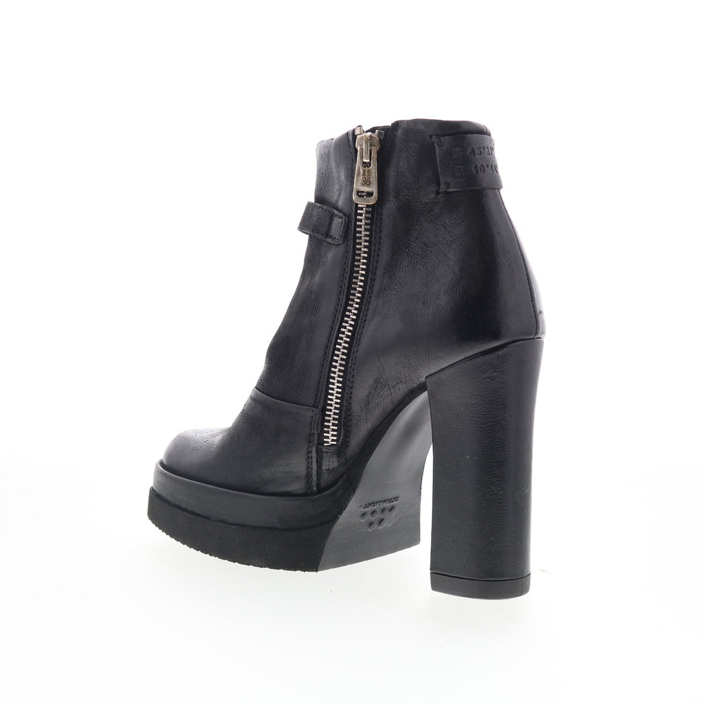 Vinal Womens Black Leather Zipper Ankle & Booties Boots