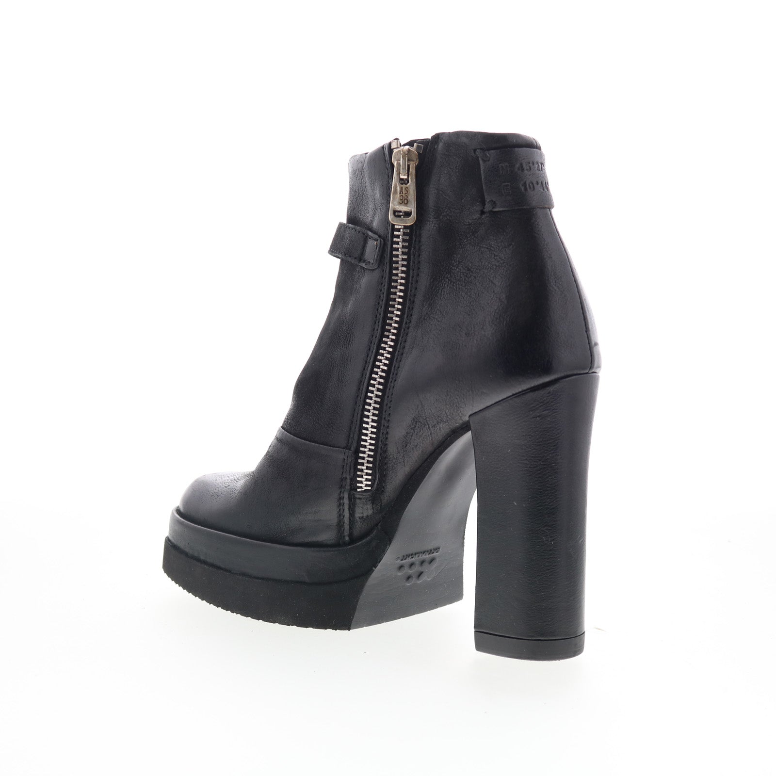 Vinal Womens Black Leather Zipper Ankle & Booties Boots