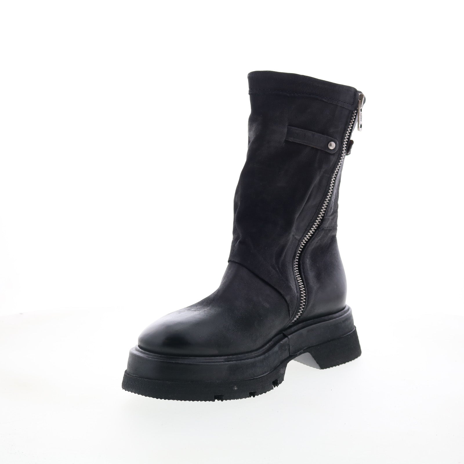 Vinson Womens Black Leather Zipper Casual Dress Boots