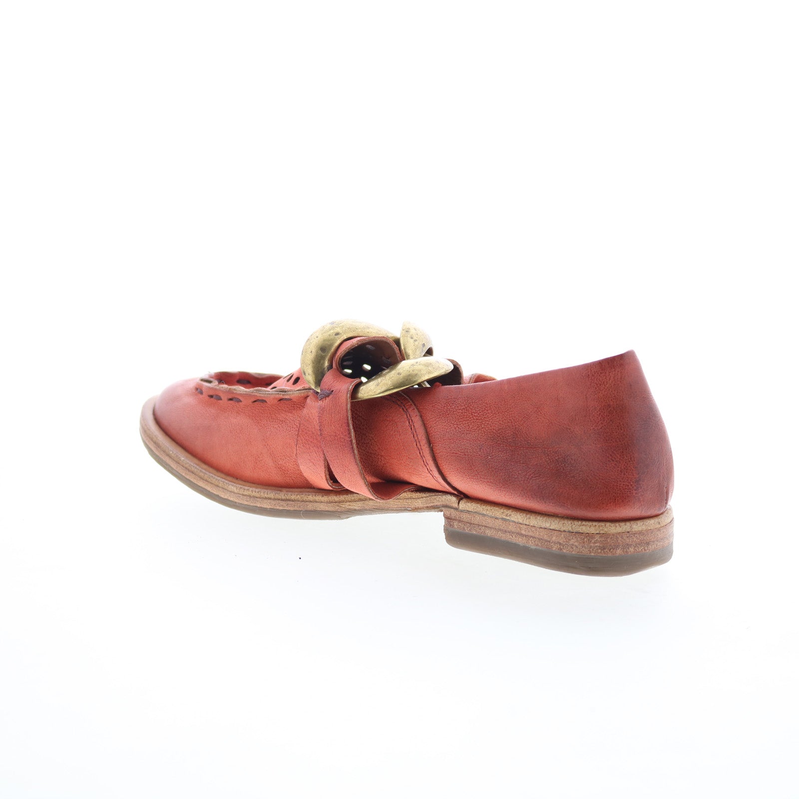 Zander Womens Red Leather Slip On Loafer Flats Shoes